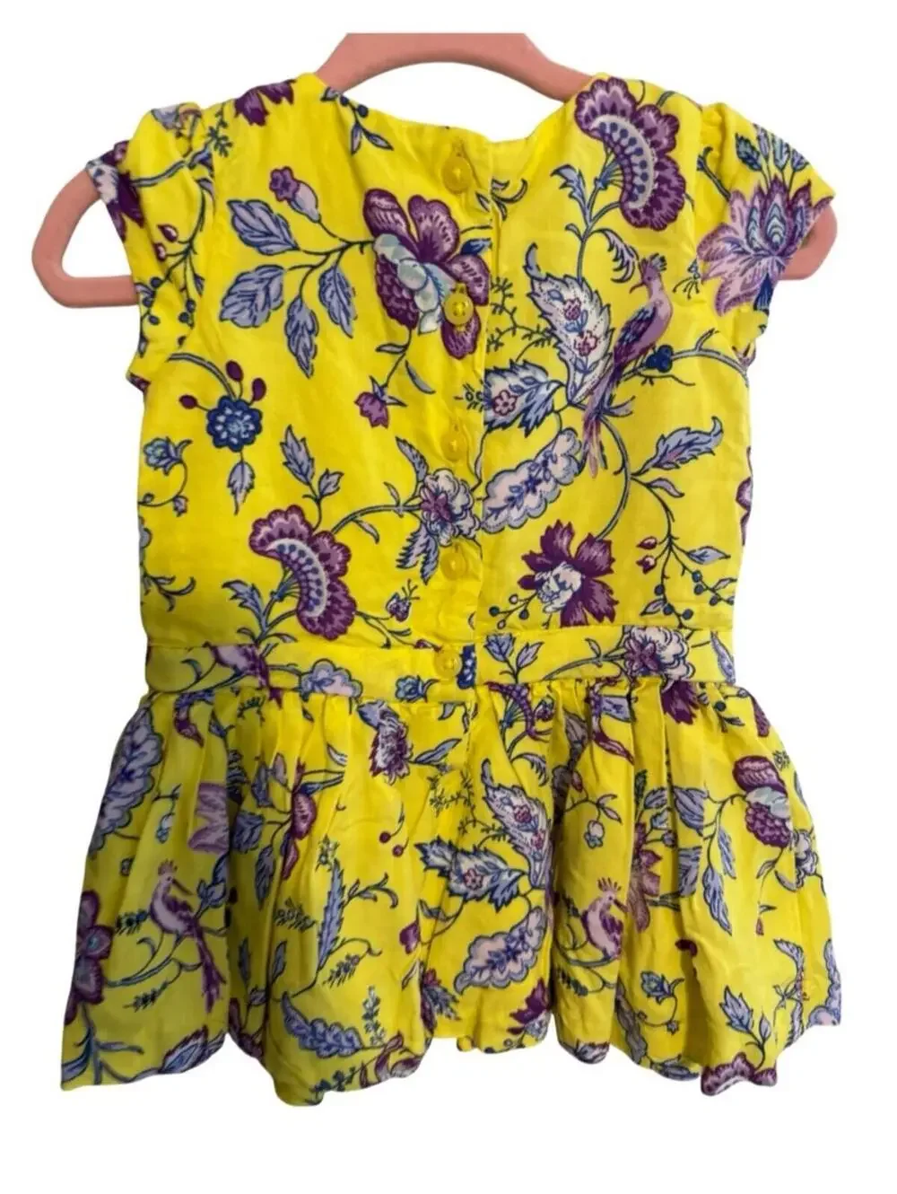 Janie and Jack Yellow Purple Floral Dress 6-12 Months Short Sleeve Baby Girl EUC